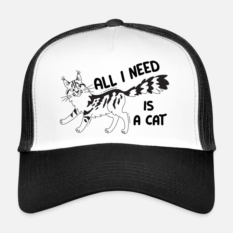 Katze Maine Coon mit Zitat Alles, was ich brauche, ist eine Katze Trucker Cap
