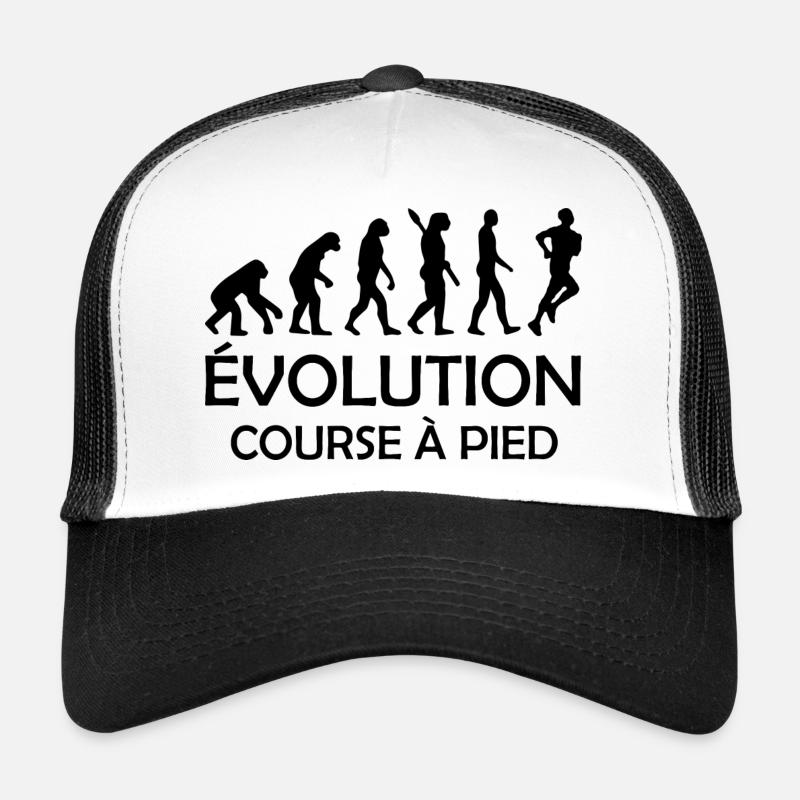 evolution course à pied / humour course à pied - Casquette trucker  - blanc/noir