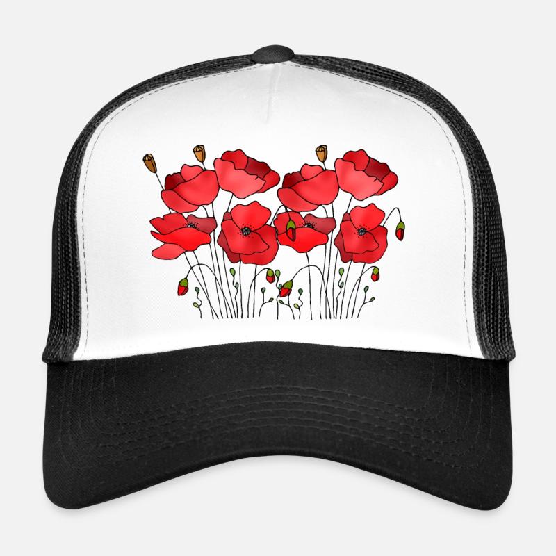 Blumen - Trucker Cap - Weiß/Schwarz