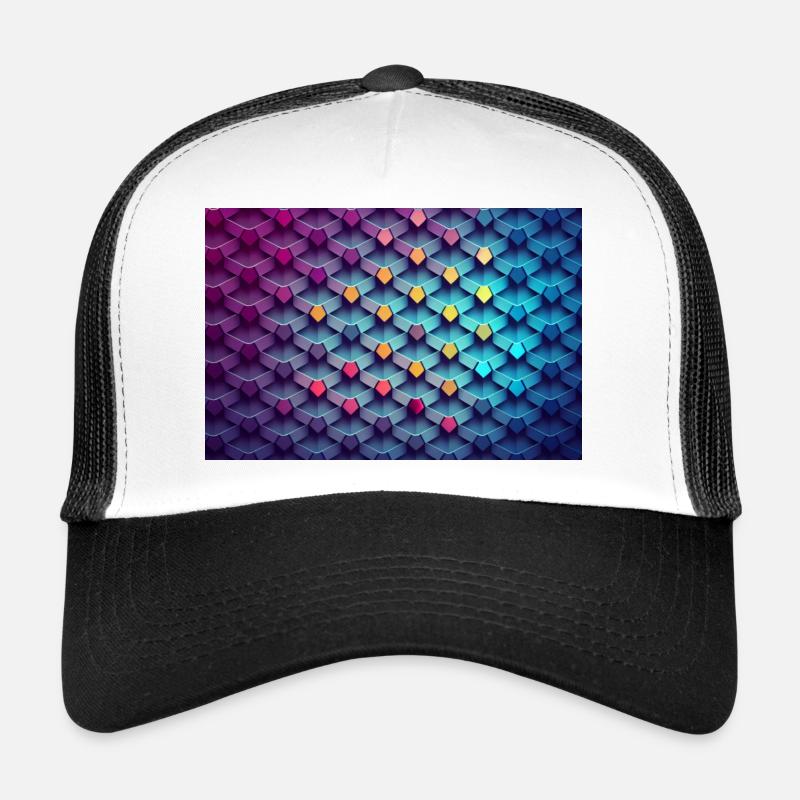Abstraktes Pattern - Trucker Cap - Weiß/Schwarz