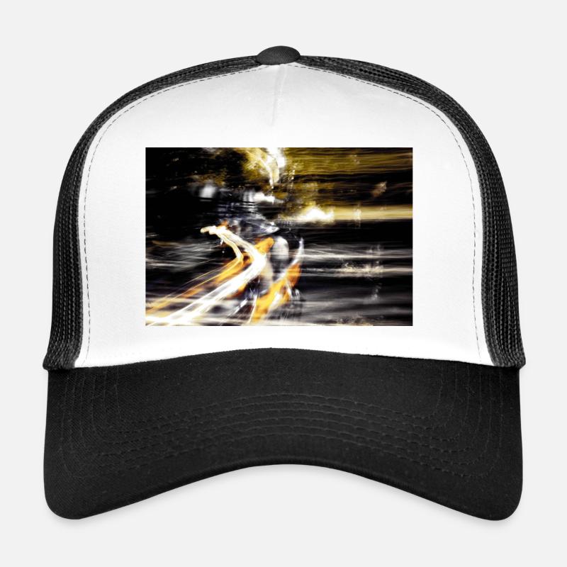 Abstract lights black and yellow Trucker Cap
