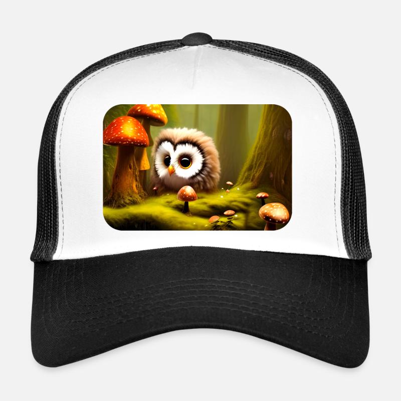 Forêt avec hibou - Casquette trucker  - blanc/noir