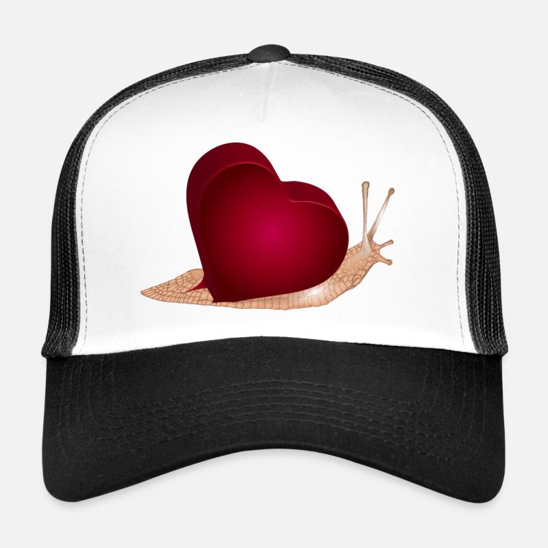 Snail with red heart as a snail shell Trucker Cap