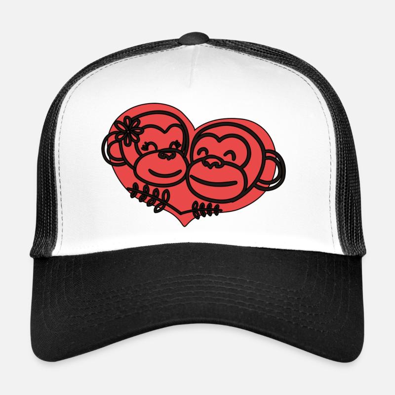 Heart Monkeys - Trucker Cap - white/black