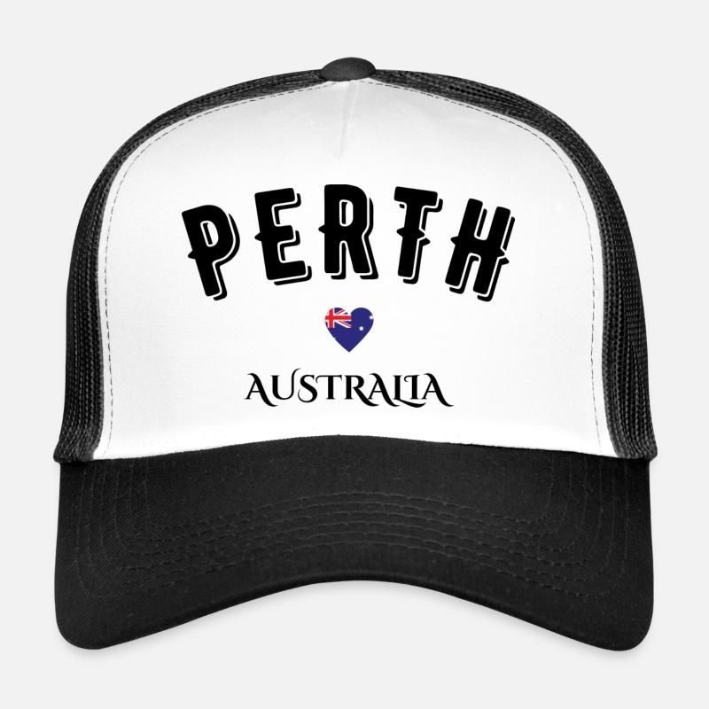 Perth Australien - Trucker Cap - Weiß/Schwarz