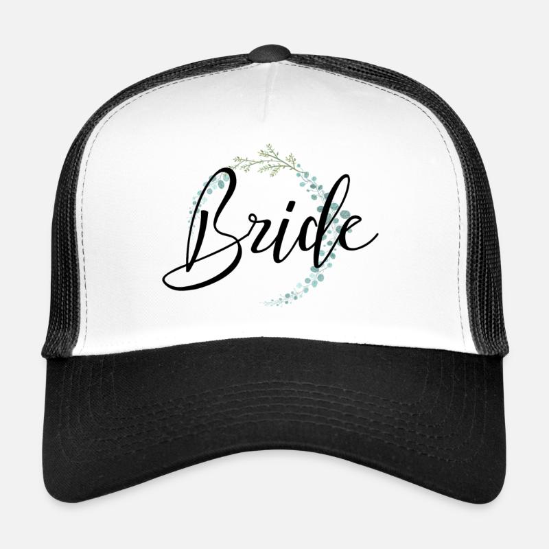 Bride Schriftzug mit schöner Umrandung - Trucker Cap - Weiß/Schwarz