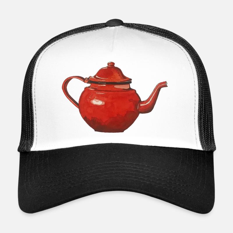 red teapot coffee pot enamelled Trucker Cap