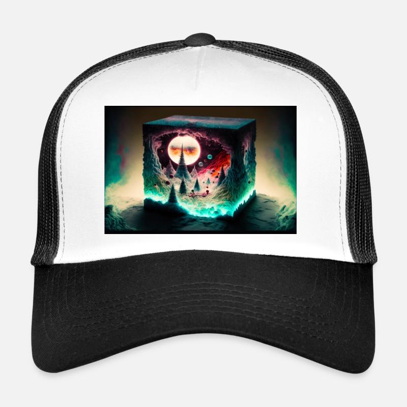 Moon Neon Cube Landscape Trucker Cap