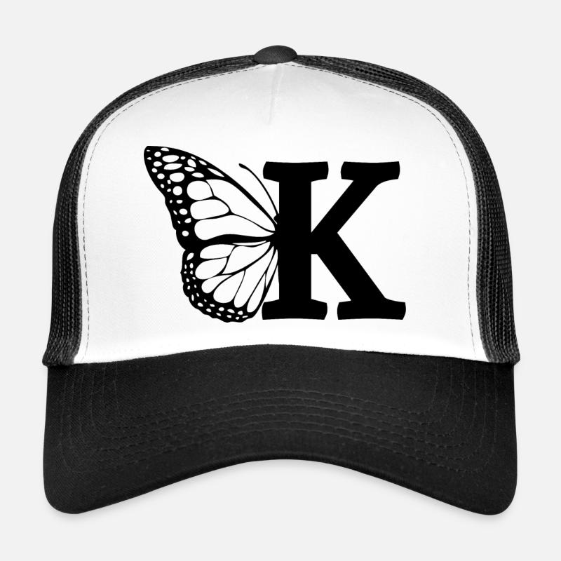 letter K butterfly - Trucker Cap - white/black