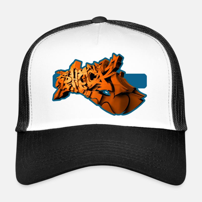 Shock perfektes 3D Graffiti Orange - Trucker Cap - Weiß/Schwarz