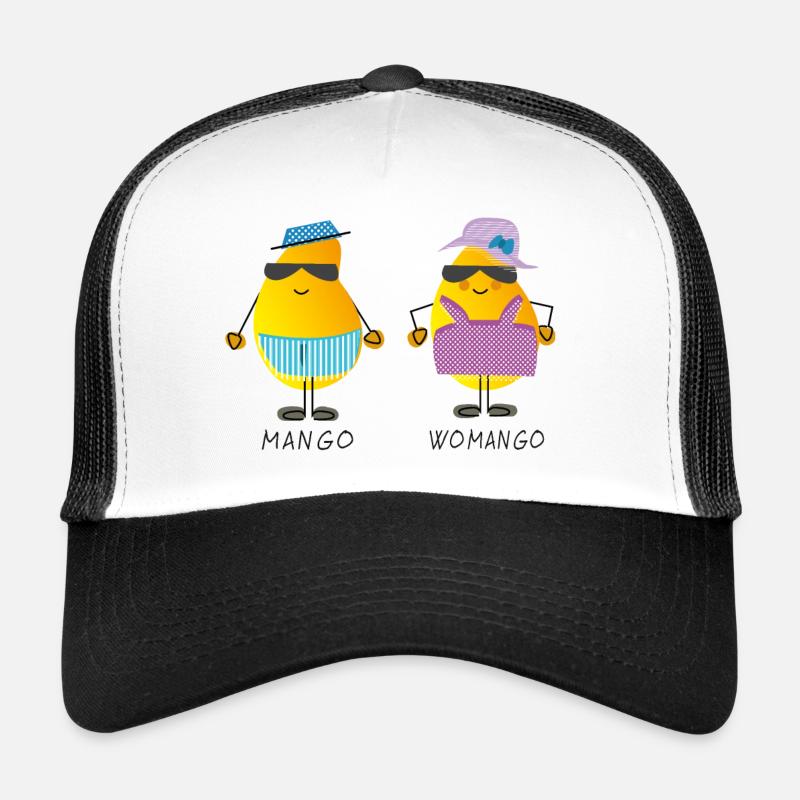 Mango - Womango - funny fruits, pun - Trucker Cap - white/black