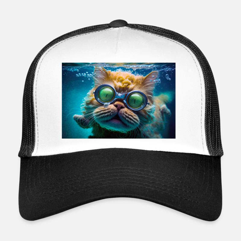 Hector die Schwimmkatze mit Taucherbrille Trucker Cap