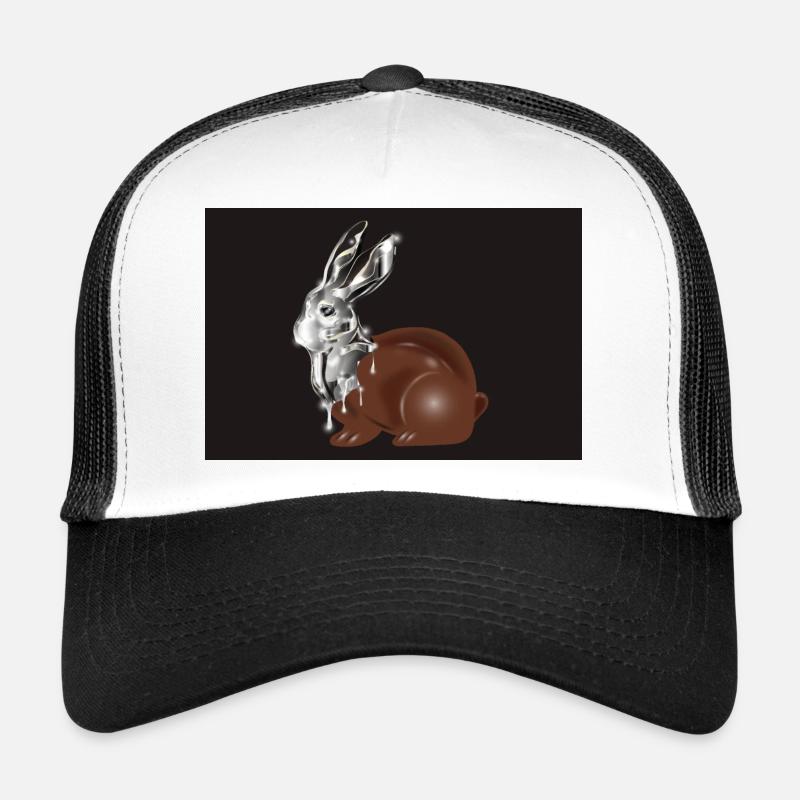 Lapin de Pâques en chocolat au look chromé brillant Casquette trucker 