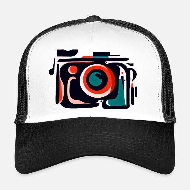 Flashback Frenzy: Caméra rétro en Abstrac coloré Casquette trucker 
