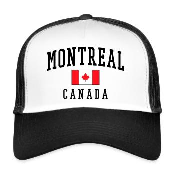 Montréal, Canada, Design avec motif de feuille d’érable - Casquette trucker  - blanc/noir - Devant
