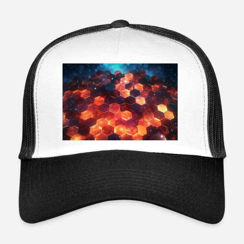 surreal epic fractal hexagons 2 - Trucker Cap - Weiß/Schwarz