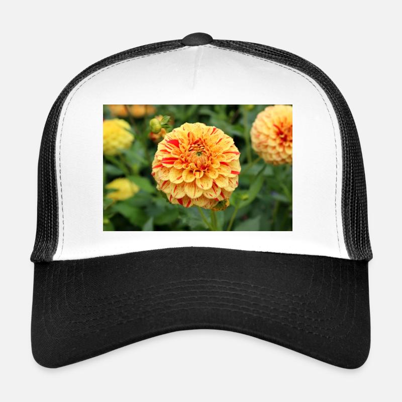 gelbe Dahlie Blüte Blume Poster - Trucker Cap - Weiß/Schwarz
