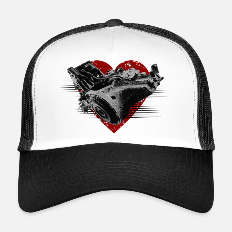 Vintage Motor mit Herz MotorHerz - Trucker Cap - Weiß/Schwarz