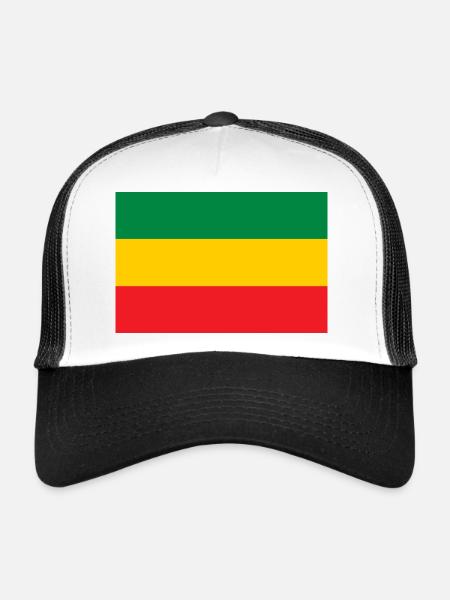 Drapeau du Reggae Rastafari Rasta Roots One Love - Casquette trucker  - blanc/noir - Devant
