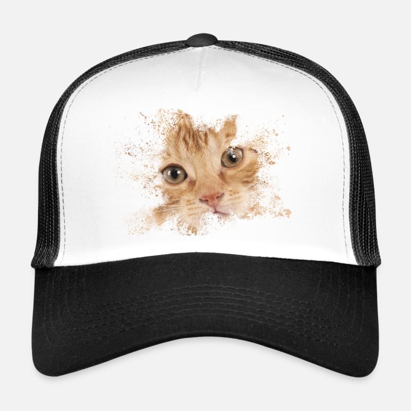 Chat orange avec éclaboussure d’aquarelle Casquette trucker 