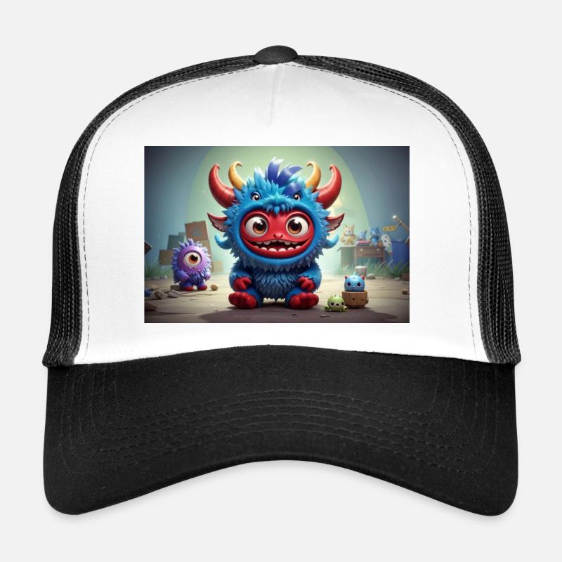 Monstre : 4 - Casquette trucker  - blanc/noir