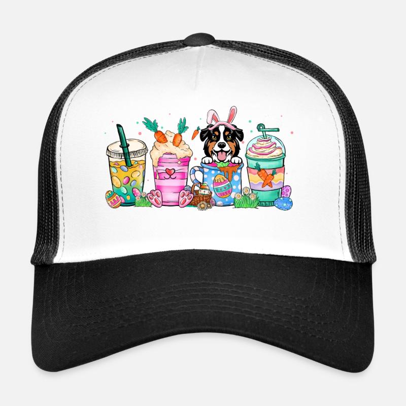 Dog coffee easter australiansheperd 4500x5400Borde Trucker Cap