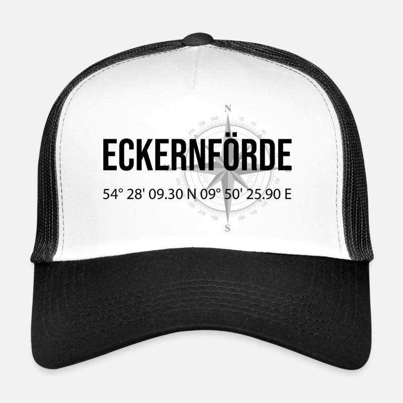 Koordinaten Eckernförde - Trucker Cap - Weiß/Schwarz