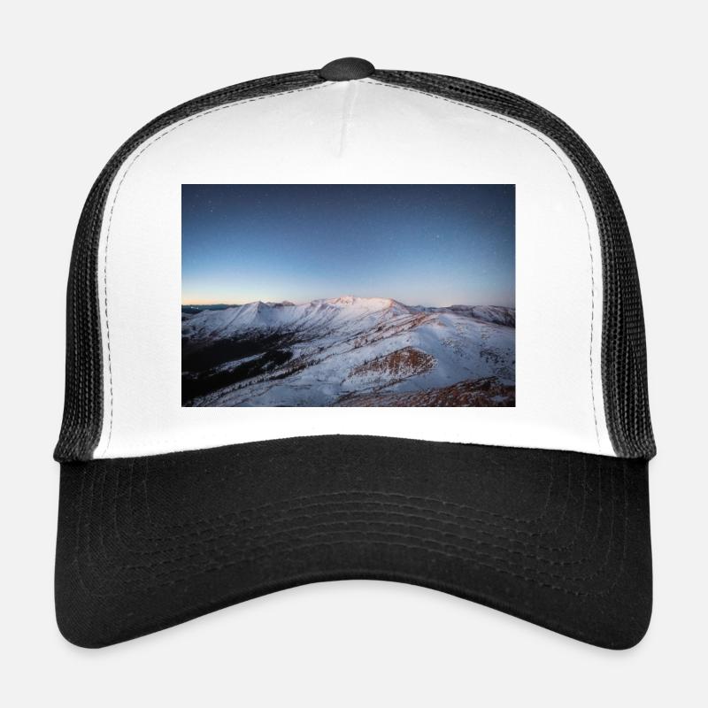 Alpen Glow On Agrafa mountain range in Greece - Trucker Cap - white/black