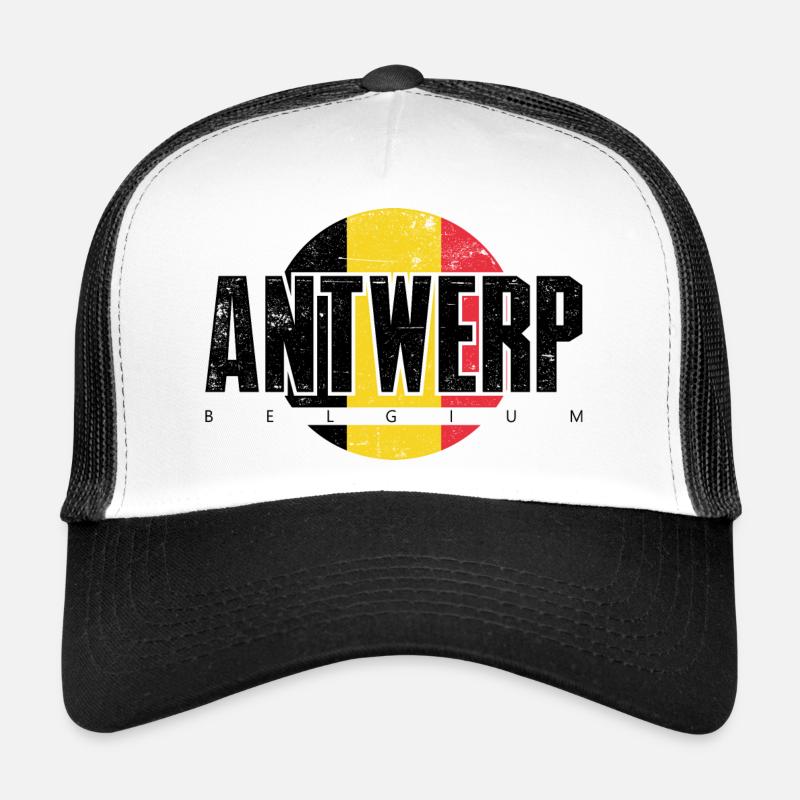 We Emblem Split Yellow Red Trucker Cap