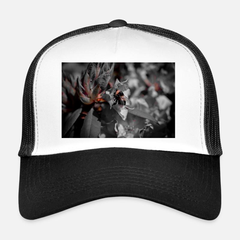 Hummel bei der Nektarernte - Trucker Cap - Weiß/Schwarz