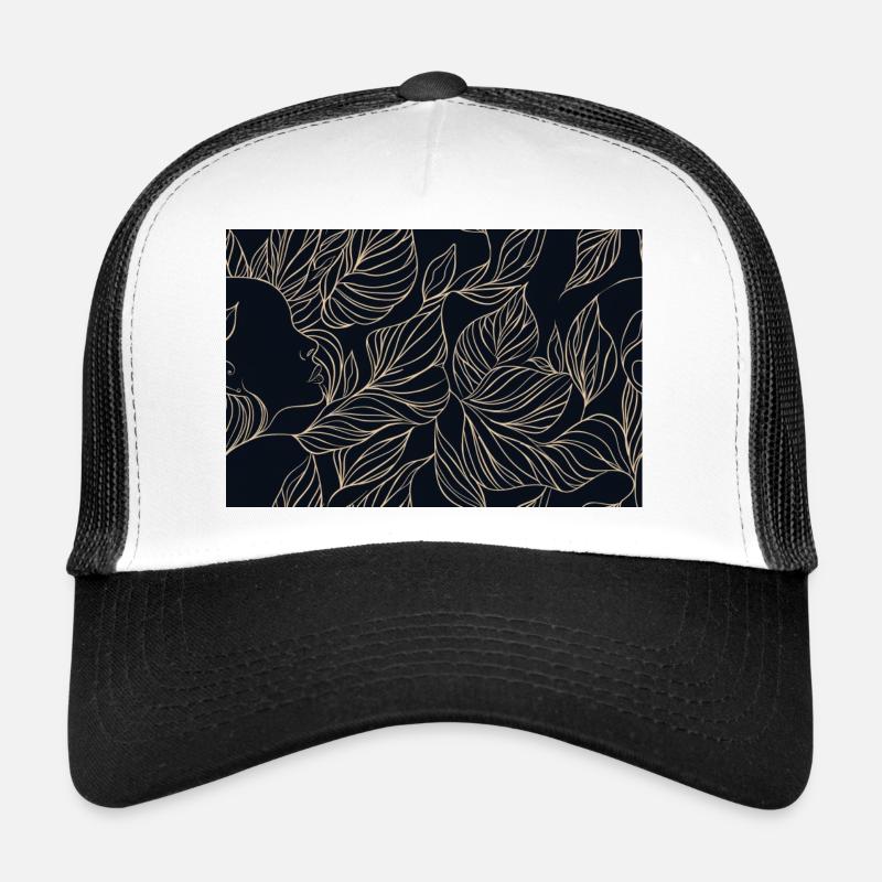 Golden Leaf Face Silhouette Trucker Cap