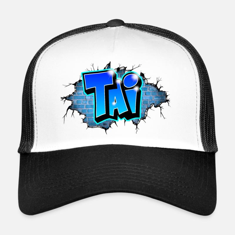 Graffiti TAI Wall Crack Blue Brick Trucker Cap