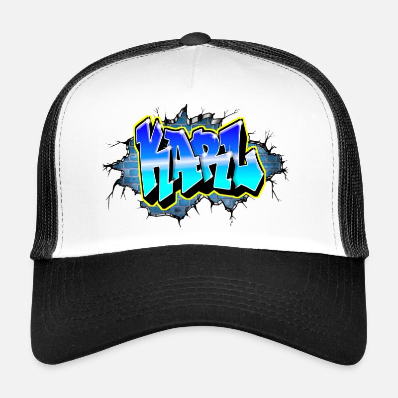 Graffiti KARL Fissure briques bleues Casquette trucker 