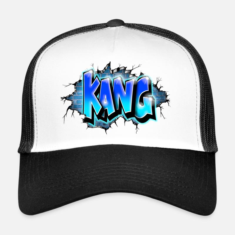 KANG GRAFFITI NAME PRINT Blue Trucker Cap