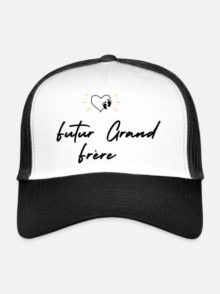 Futur grand frère - annonce futur grand frère - Casquette trucker  - blanc/noir - Devant