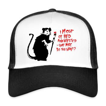 out of bed - Trucker Cap - Weiß/Schwarz - Vorne