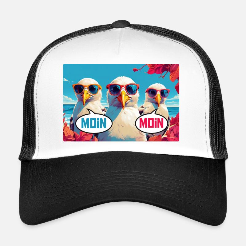 Moin Moin Möwen - Trucker Cap - Weiß/Schwarz