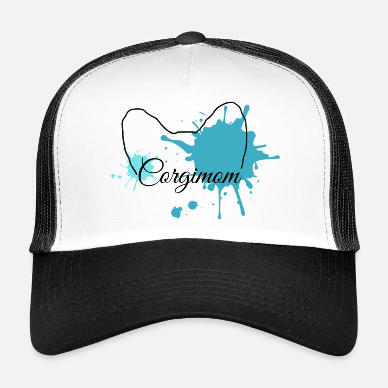 Corgiohren Splash Blau mit Schrift Corgimom Trucker Cap