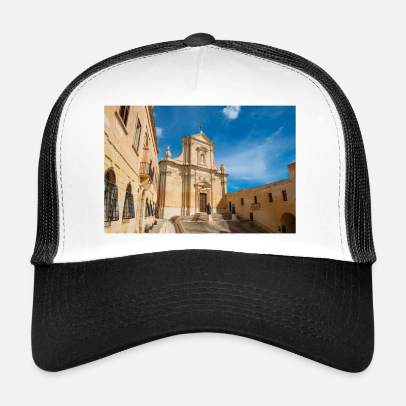 Gozo Kathedrale der Himmelfahrt Malta - Trucker Cap - Weiß/Schwarz