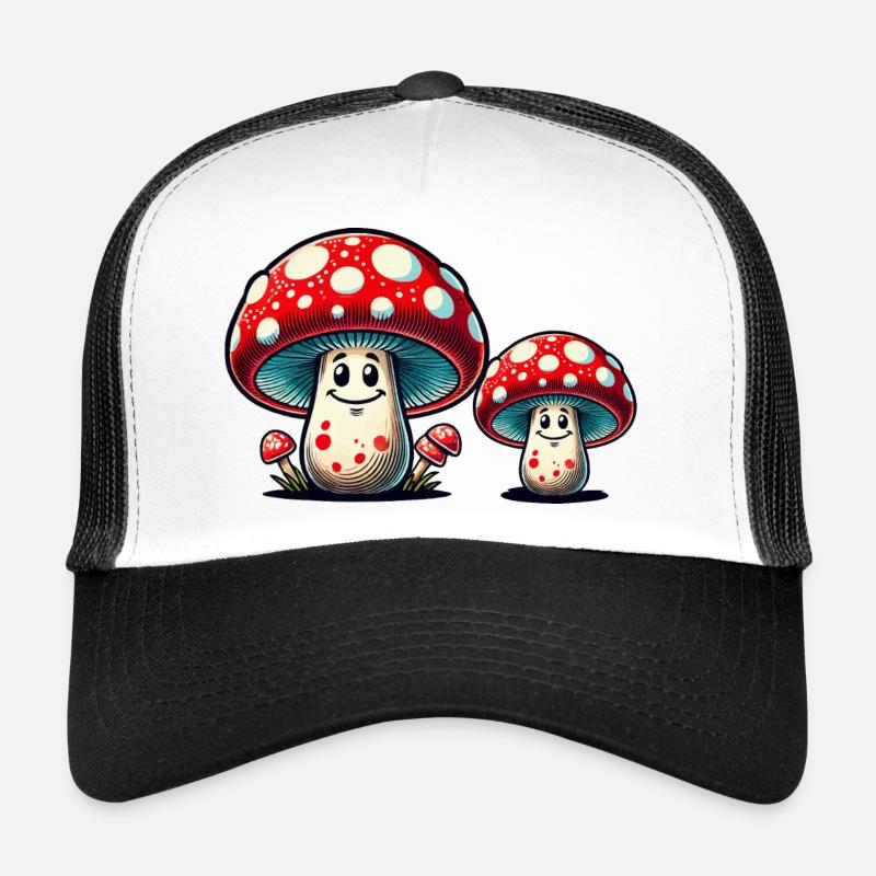 Pilze - Trucker Cap - Weiß/Schwarz