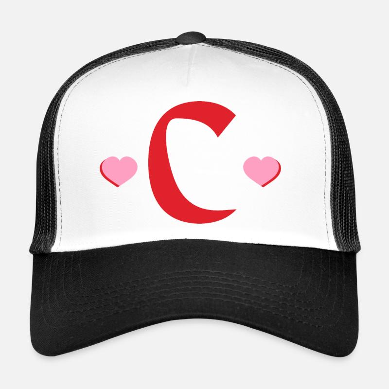 Letter c red hearts Trucker Cap