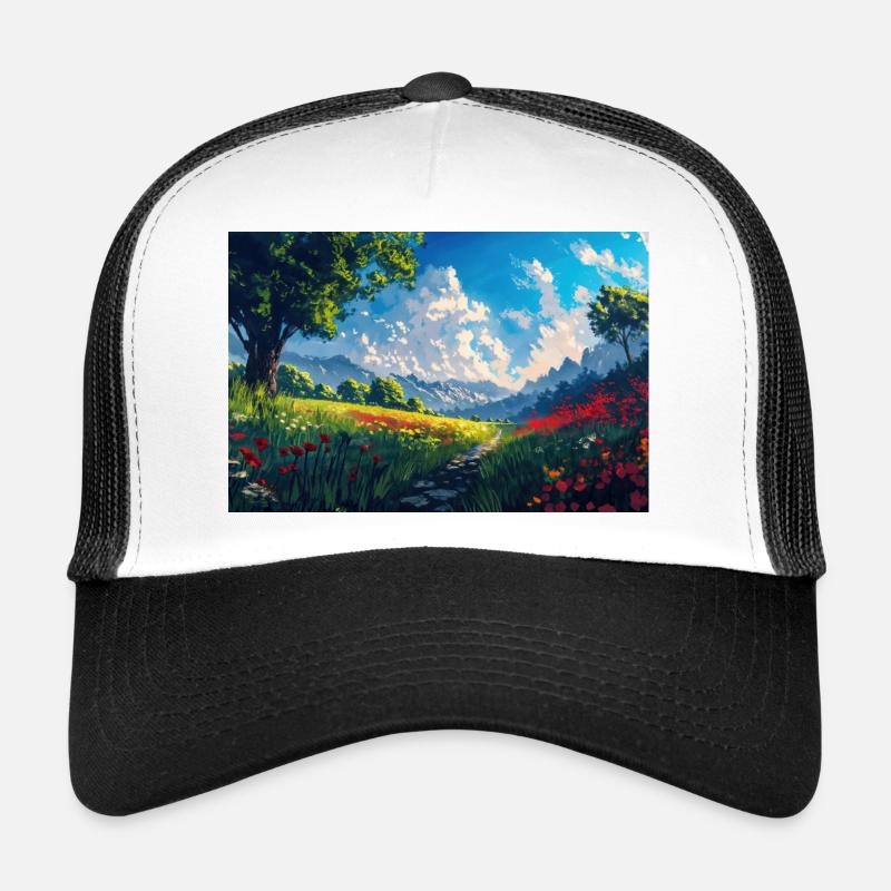 Nature Landscape Illustration Poster - Trucker Cap - white/black