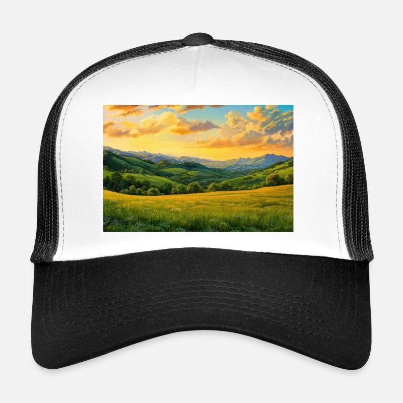 Nature Landscape Illustration Poster Trucker Cap