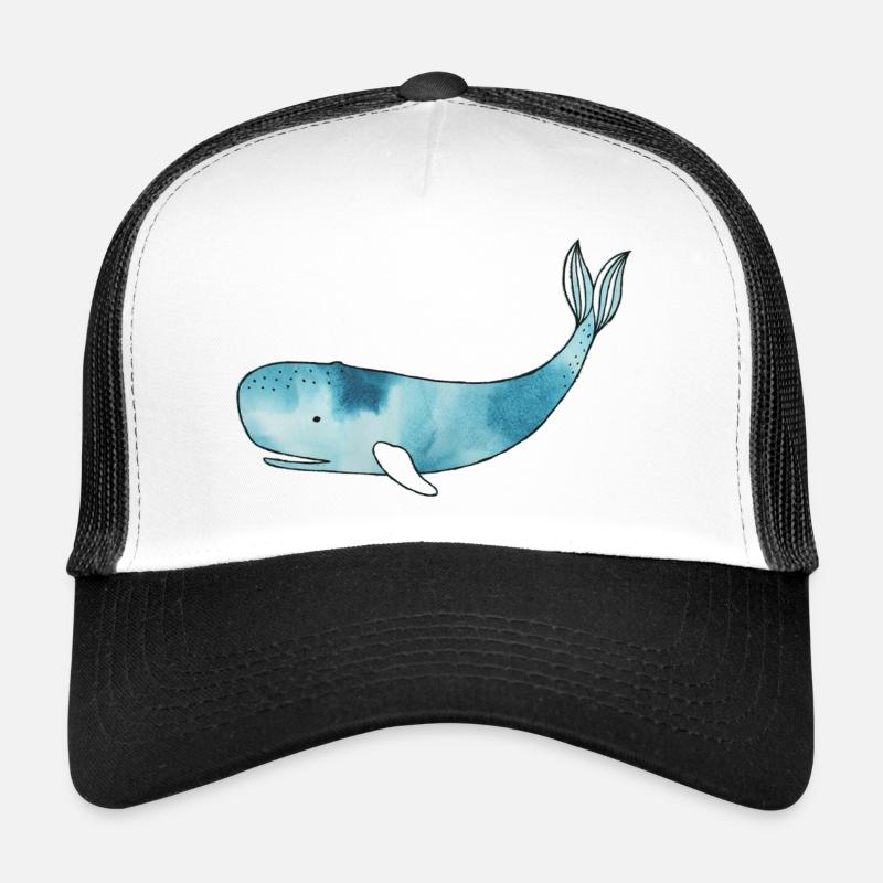 Watercolor Whale - Trucker Cap - Weiß/Schwarz
