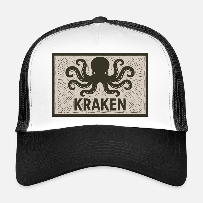 Kraken Linogravure Vintage Design Casquette trucker 