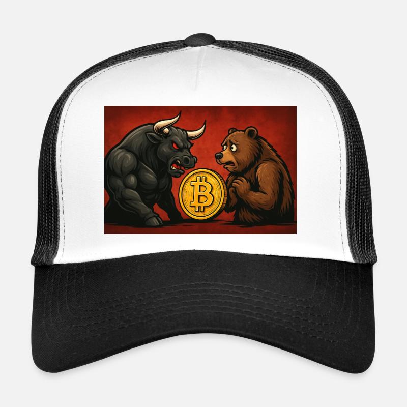 Bitcoin Bull vs Bear - Casquette trucker  - blanc/noir