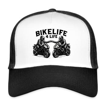 Bike-life 4 life - Casquette trucker  - blanc/noir - Devant