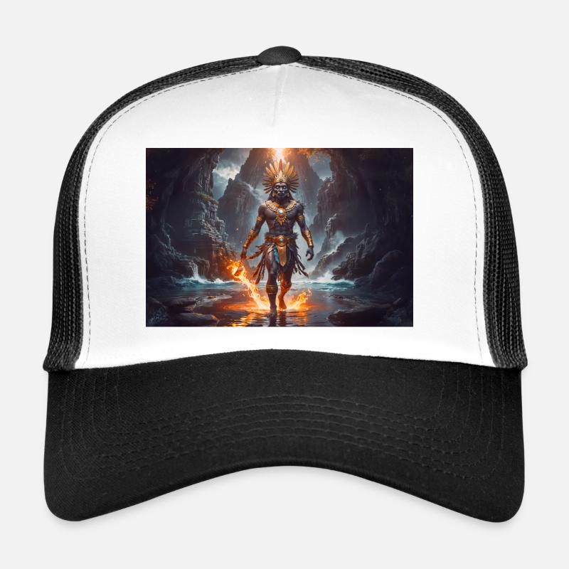 Tezcatlipoca, dieu aztèque de la nuit avec miroir d’obsidienne Casquette trucker 