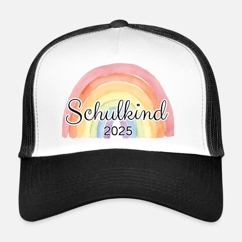 Schulkind Regenbogen bunt - Trucker Cap - Weiß/Schwarz