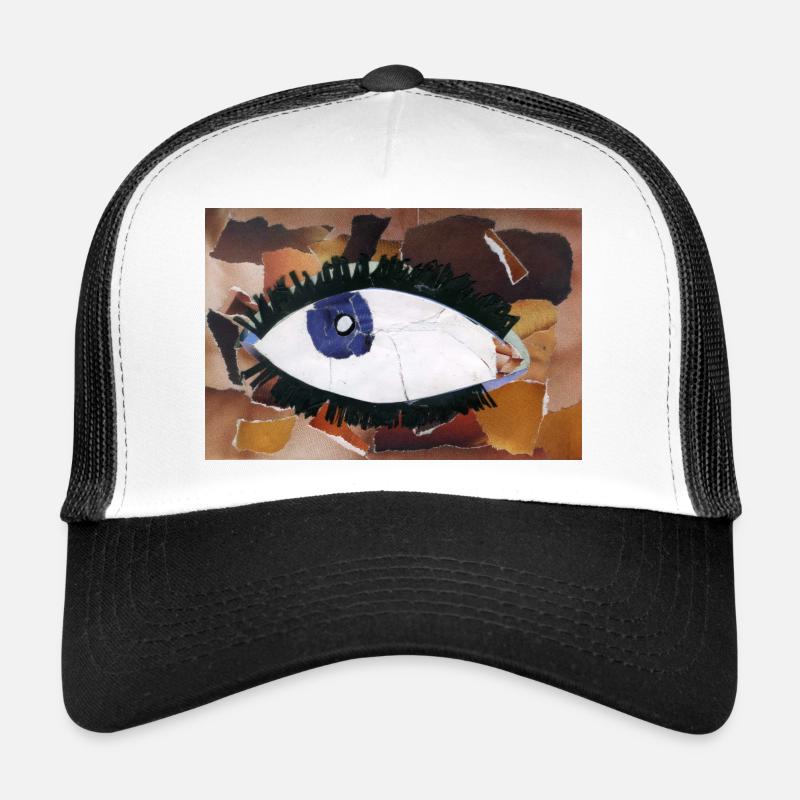 Abstract Collage Eye Art - Trucker Cap - white/black